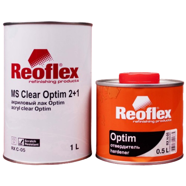 Reoflex Лак 2К МS Clear Optim 2:1 Акриловый + Отвердитель МS, 1л + 0,5л RX C-05-1000 + RX H-05-500 – купить в Талас | Reoflex | carpaint.kz