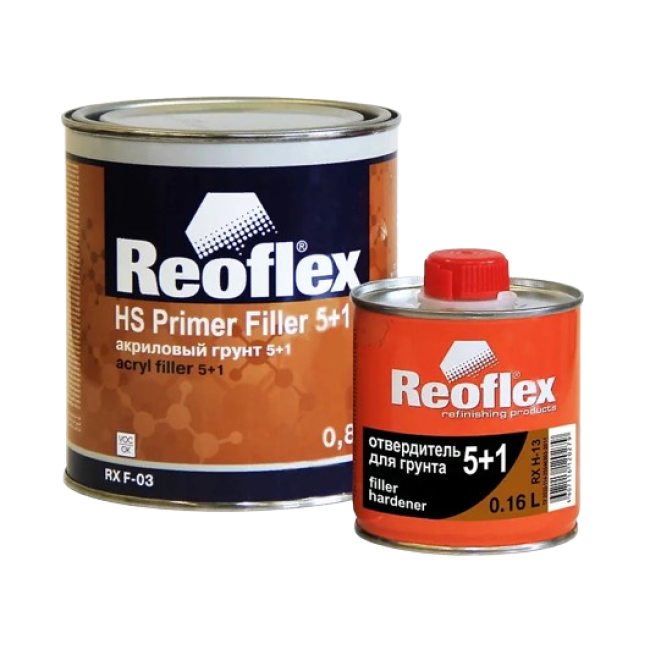 Reoflex 2K акрилді праймер 5+1 қара + қатайтқыш, 0,8л+0,16л RX F-03(B)-800 + RX H-13-160 – Таласда сатып алу | Reoflex | carpaint.kz